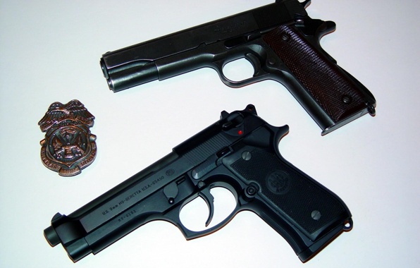 Wallpaper Pistols Beretta Colt Police Badge Weapon