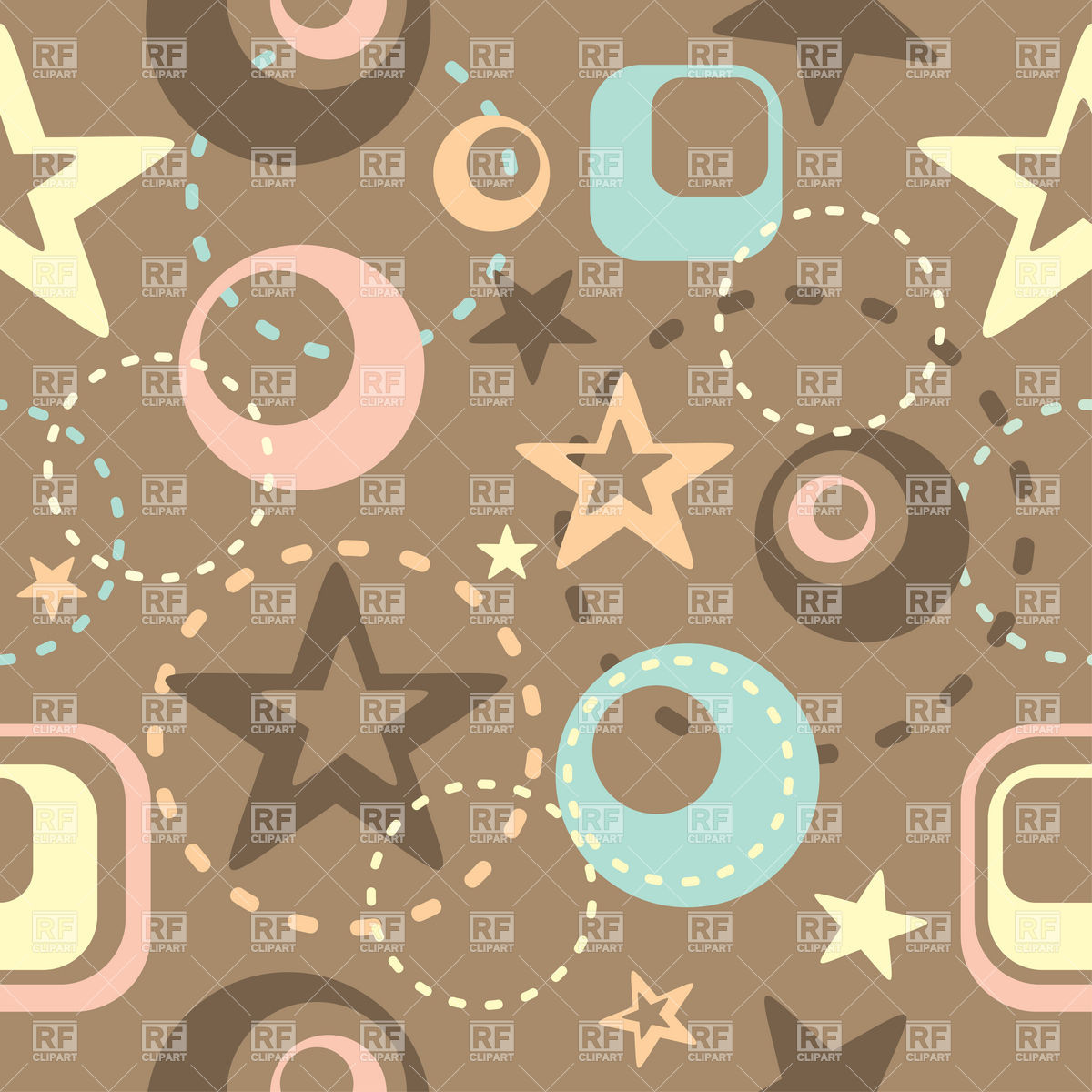 Brown Retro Background Geometric Shapes Circles And Stars