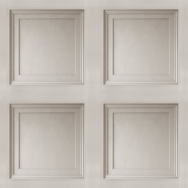 3d Faux Paneling Architectural Warm Gray Wainscot Wallpaper R3696
