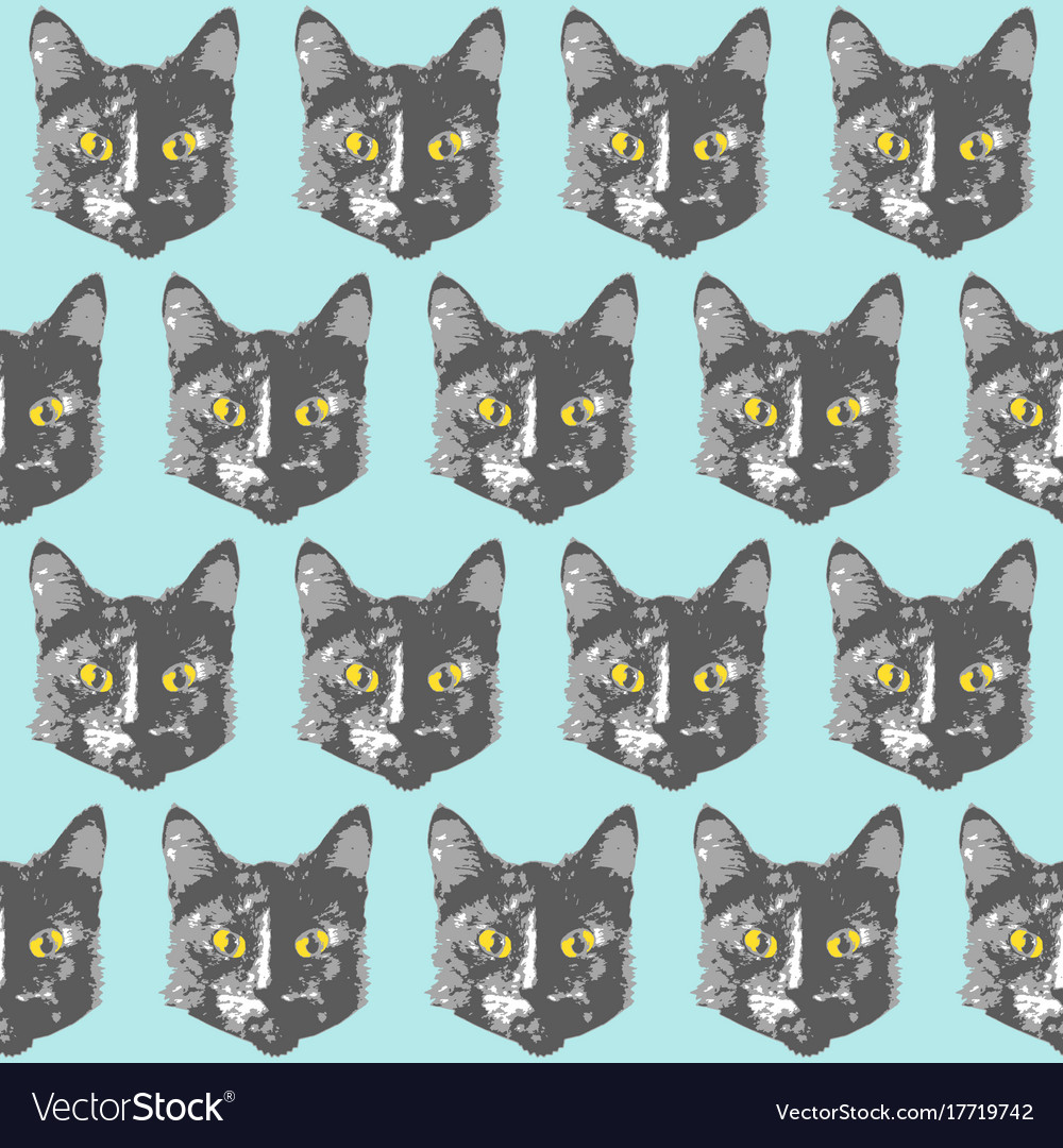 Cats pattern cartoon seamless animal wallpaper Vector Image