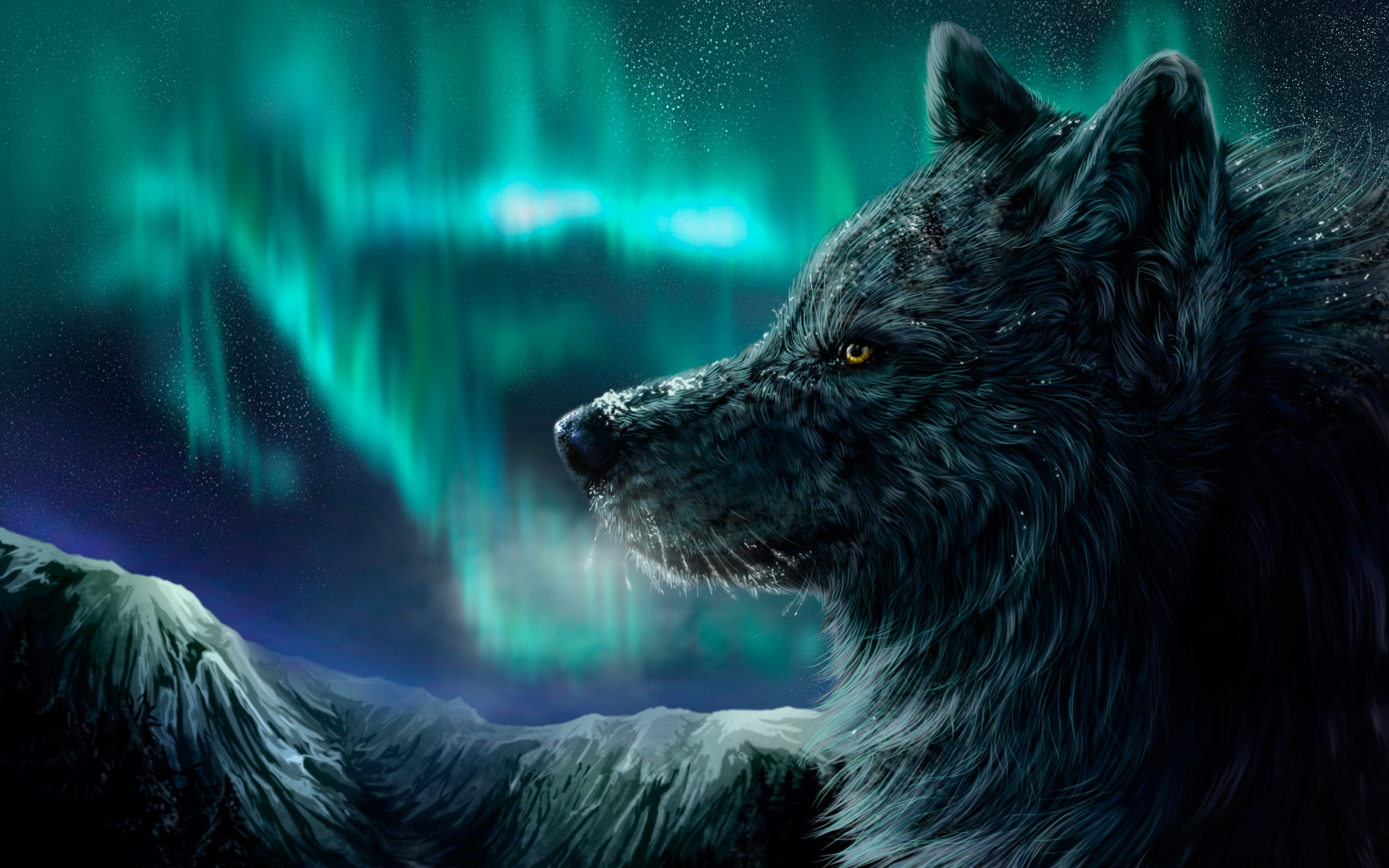 Northern Lights Wolf Wallpaper For Desktop PC amp Mobile