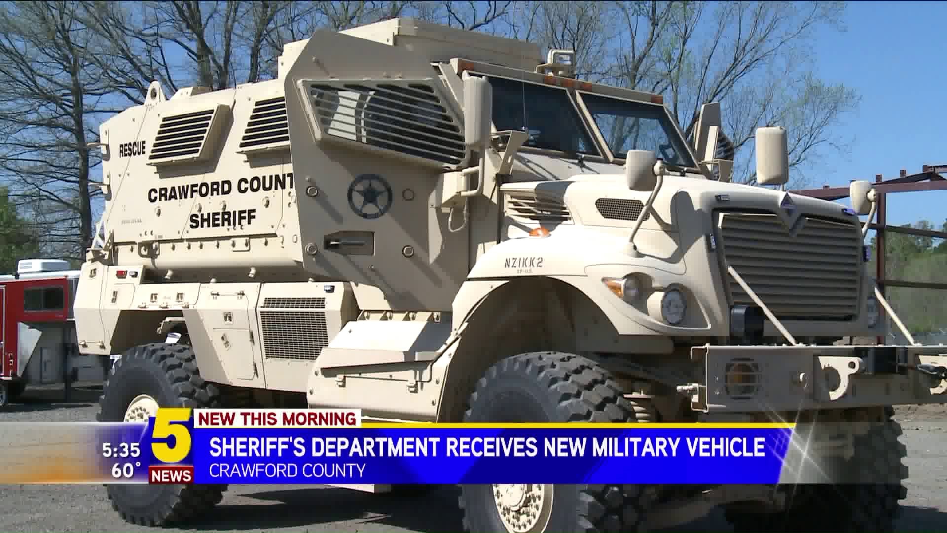 Crawford County Sheriff S Department Receives New Military Vehicle