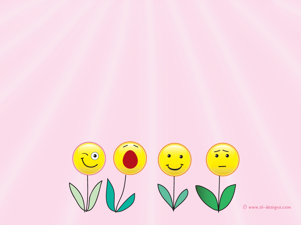 Smiley Flowers On Pink Background Desktop Wallpaper
