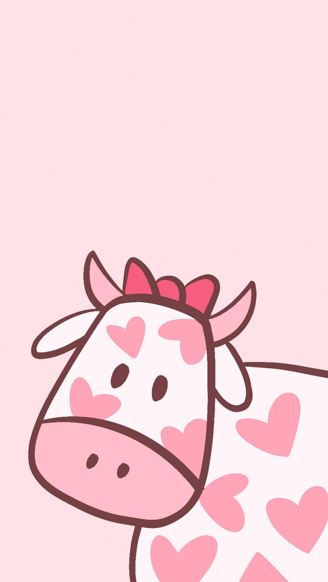 A Delightful Strawberry Cow Adorned With Dainty Ribbon