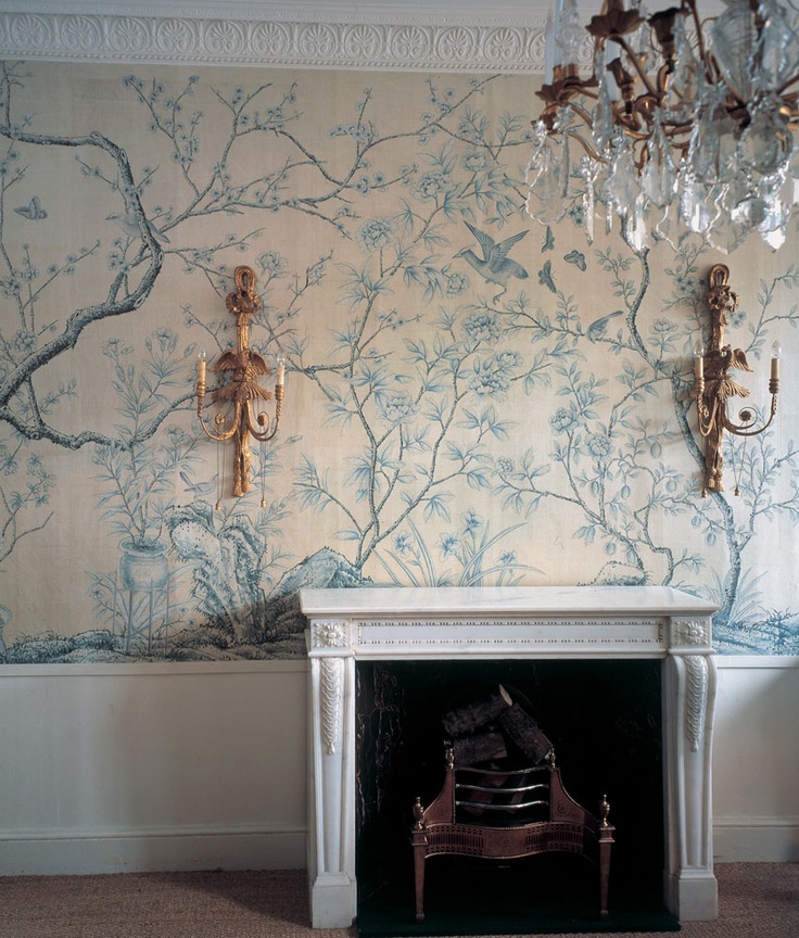 on this color   de Gournay hand painted wallpaper Everyone looks