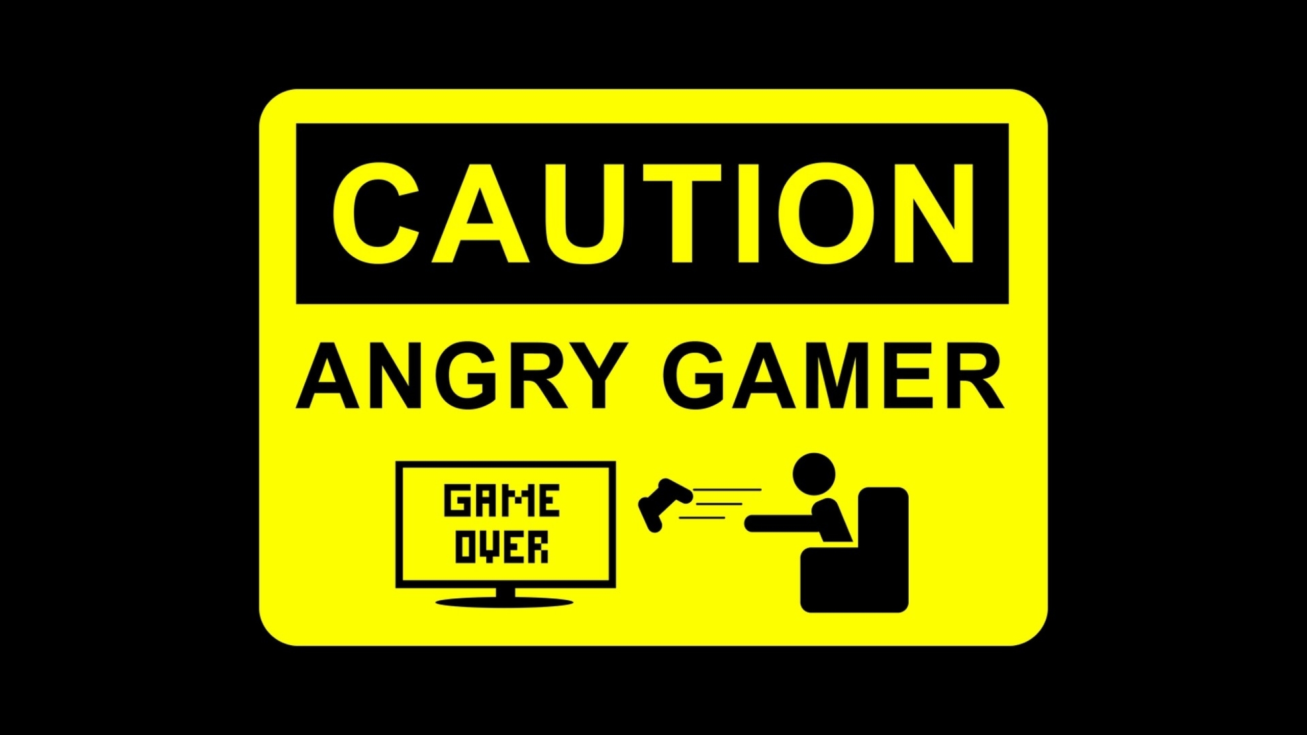 Game Over Angry Caution Black Background Gamer Wallpaper