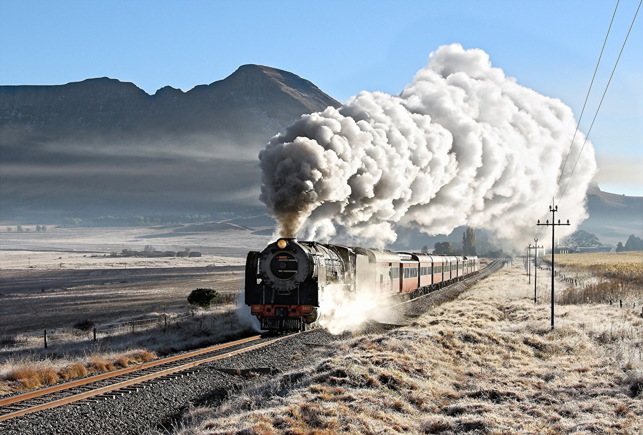 Wallpaper Lootive Mountain Trains Driving Smoke