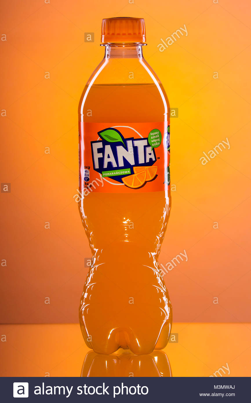 Bottle Of Fanta Drink On Gradient Background Stock Photo