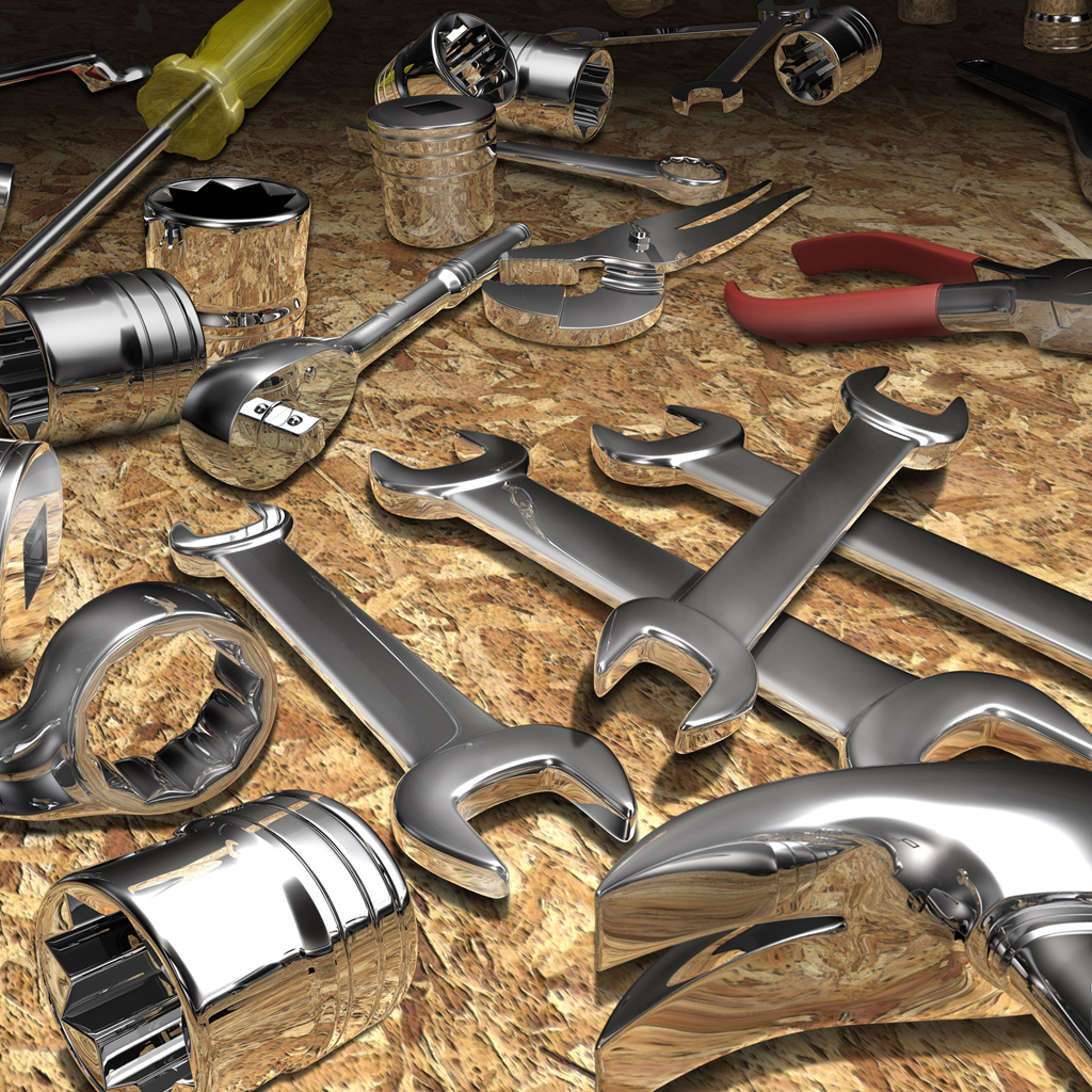 Free download Metallic Tools iPad Wallpaper Background and Theme