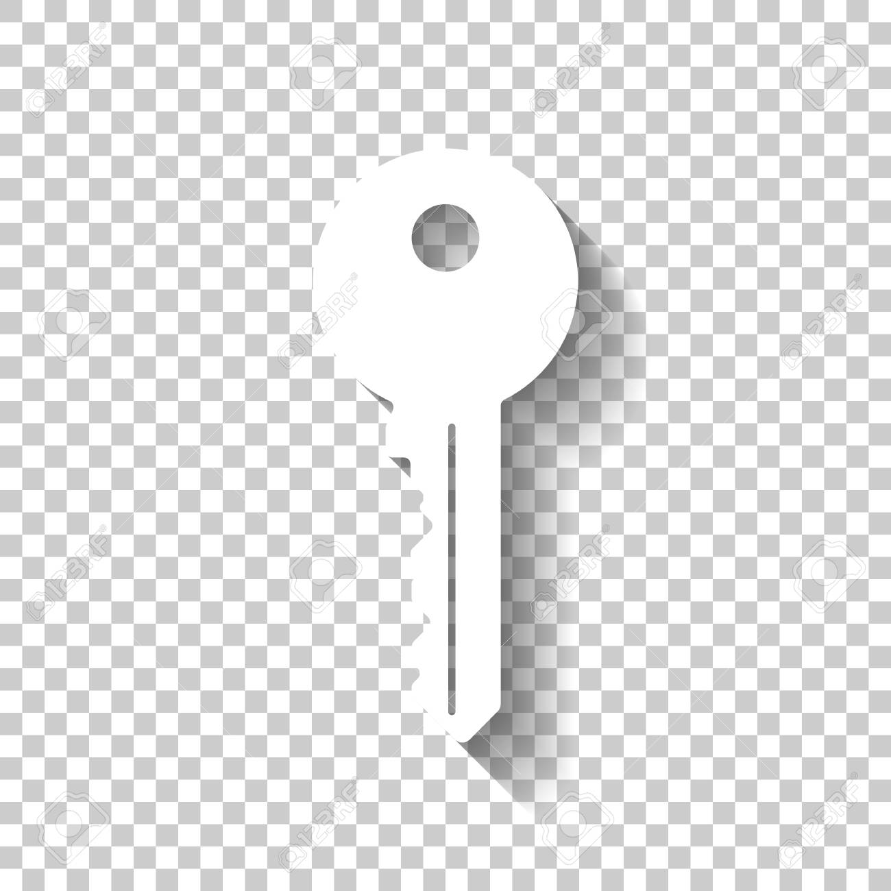 Key Icon White With Shadow On Transparent Background Royalty