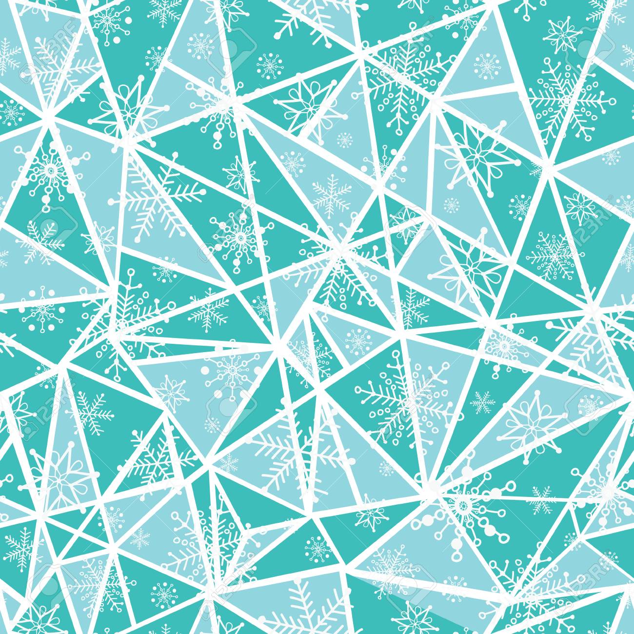 Vector Abstract Mint Green Christmass Snowflakes On Triangles