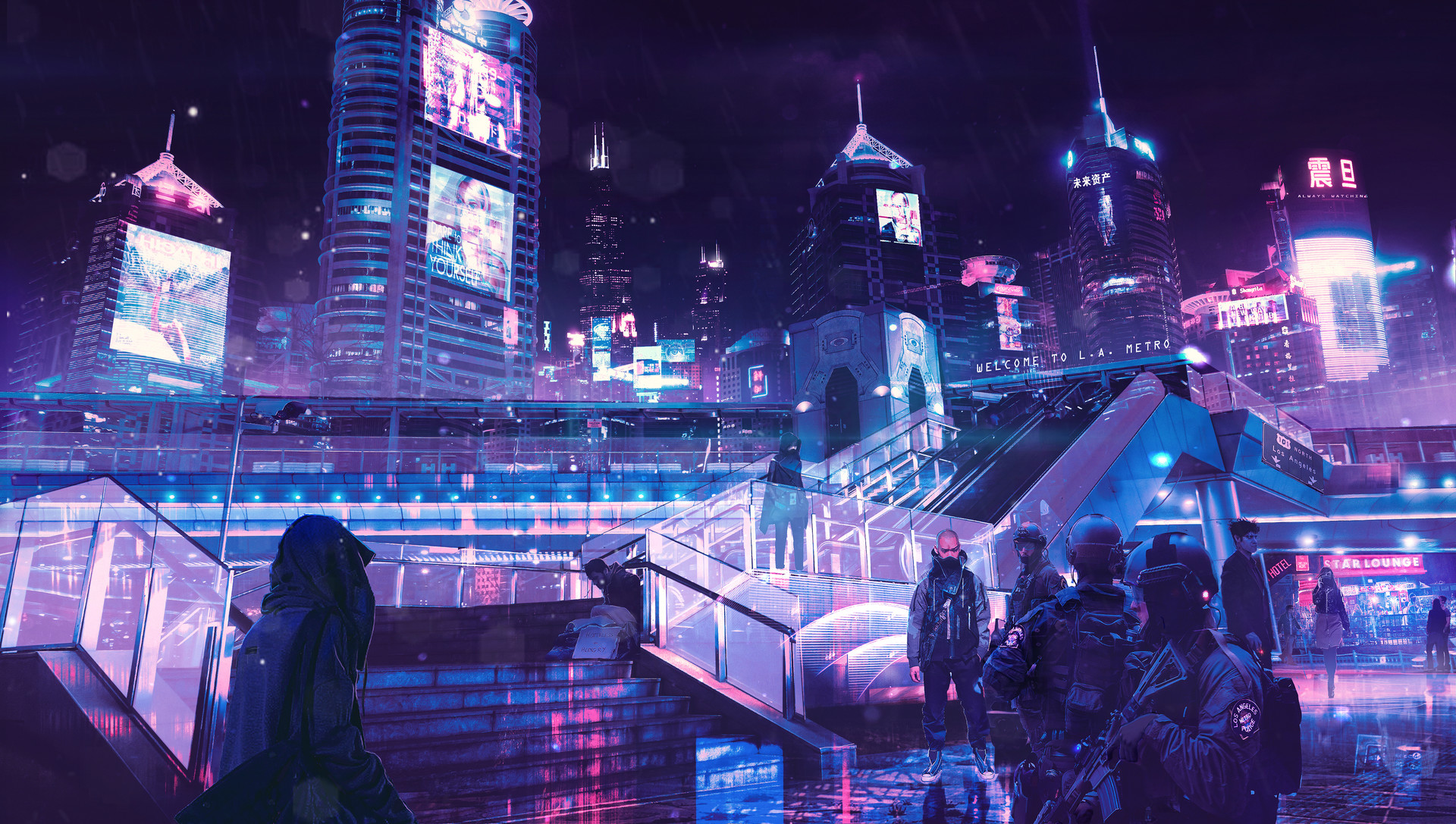 Neon Rain Outrun Cyberpunk Wallpaper Mocah HD