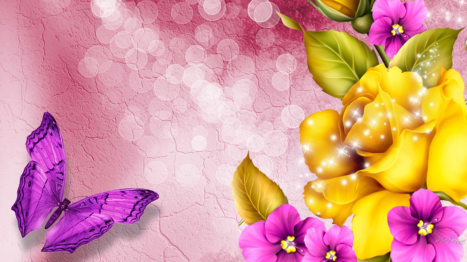beautiful wallpaper flowers butterfly colorful 1920x1080