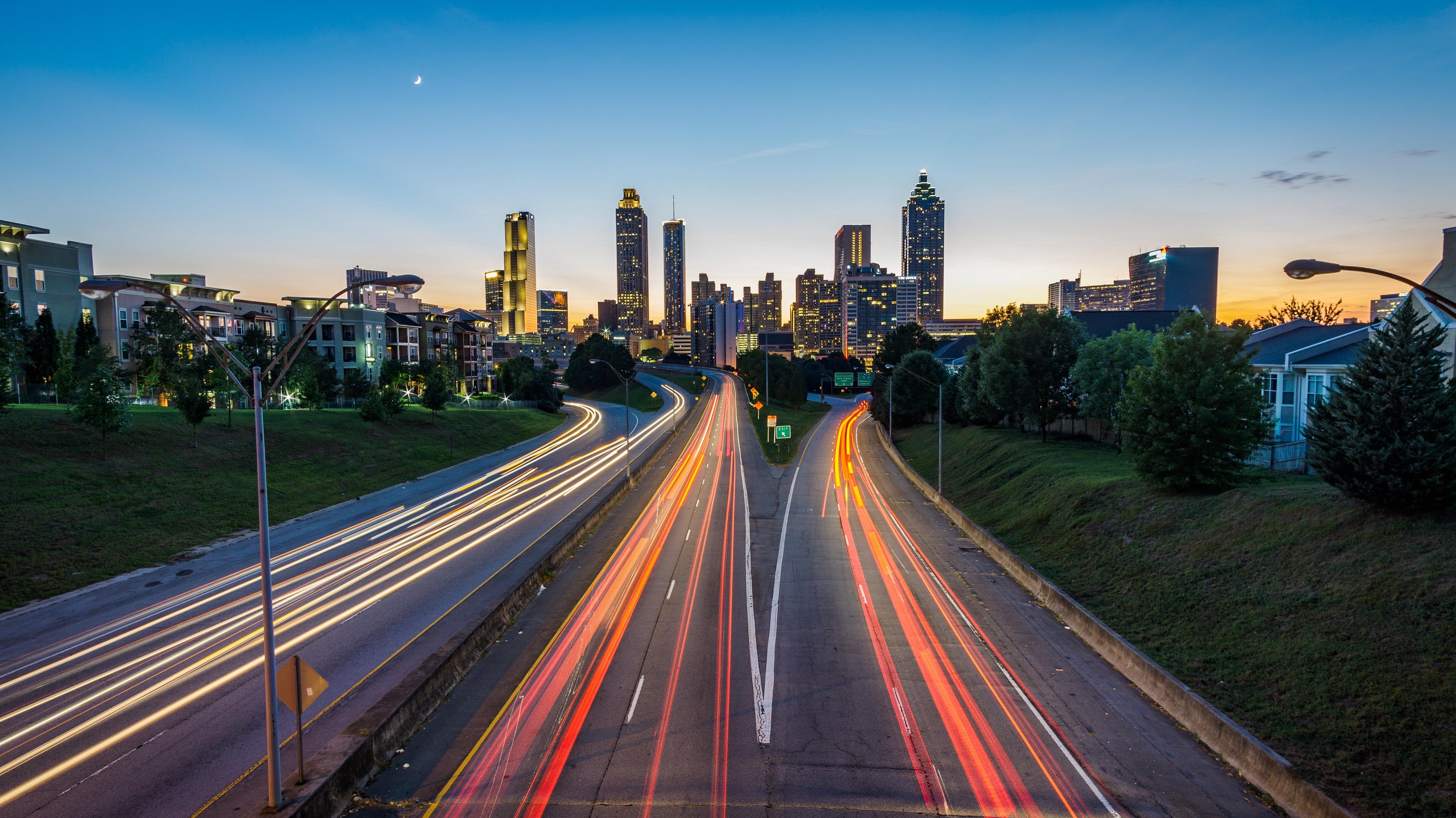 Wallpaper 4k Atlanta Usa Road Skyscrapers