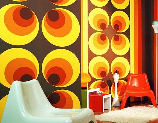 Miao S 60s 70s Wallpaper Design Using Yellow Orange