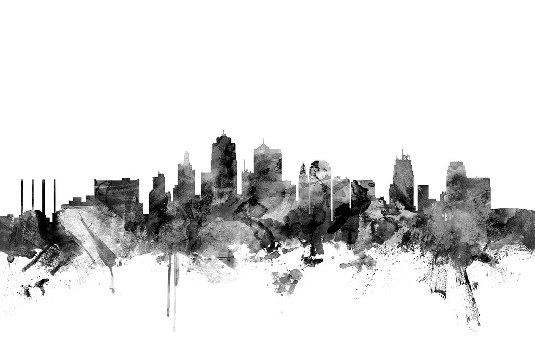 Kansas City Skyline Black Wall Murals Online Photowall