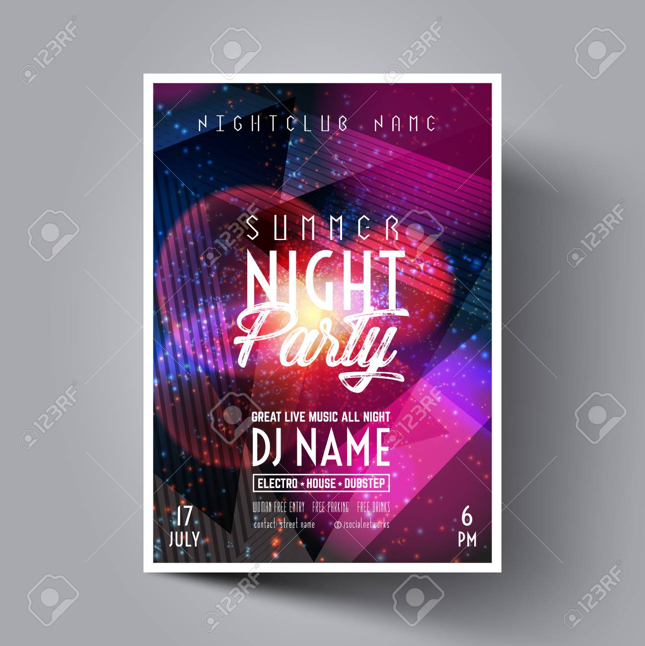 Electronic Music Festival Or Night Club Party Flyer Leaflet