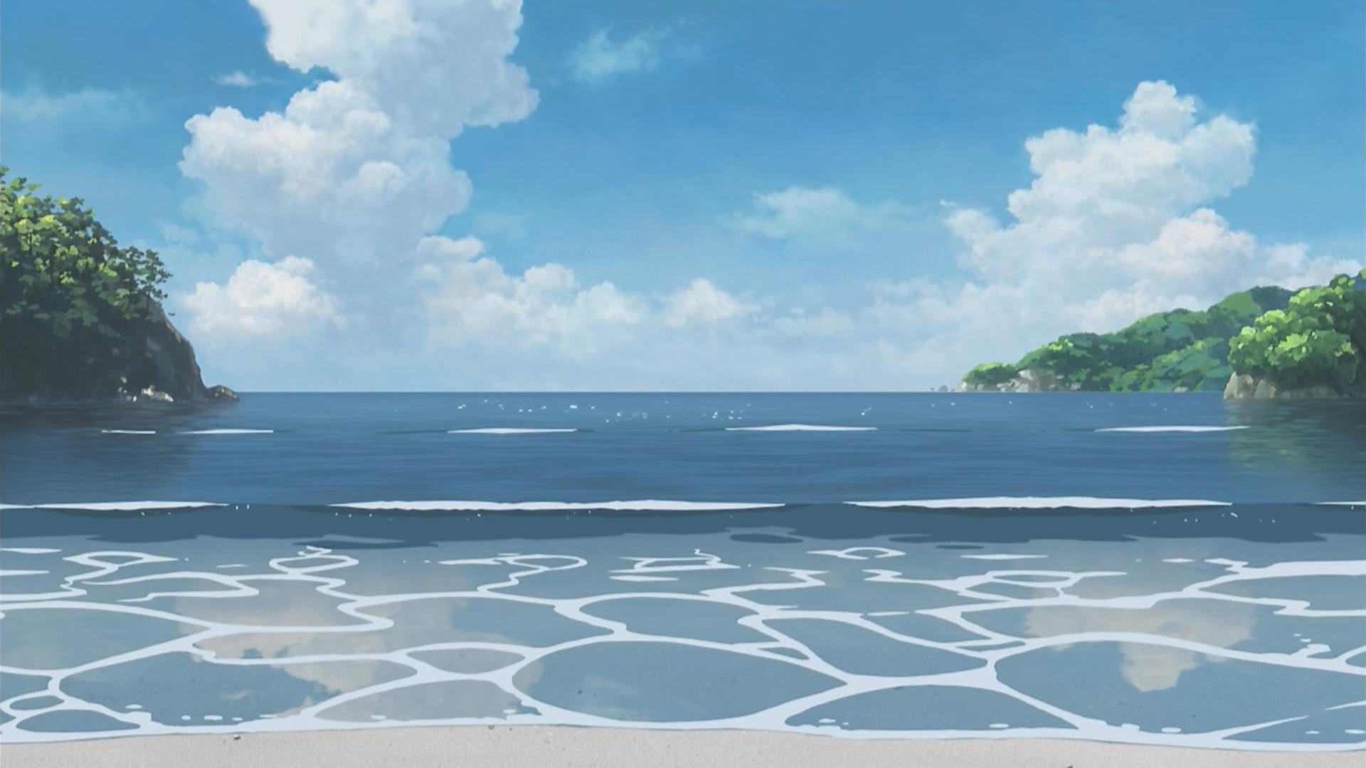Sea Beach Sky Clouds Anime Background HD wallpaper  Pxfuel