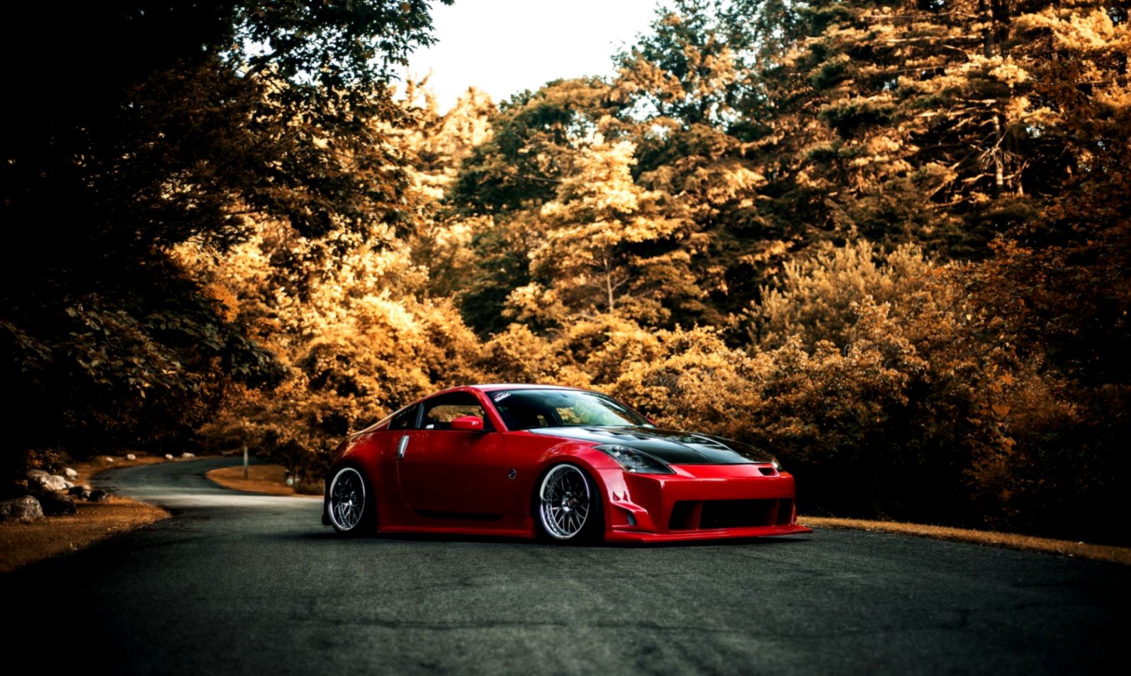 Nissan 350Z Tuning Red Car Hd Wallpaper Wallpapers Images 1596x955