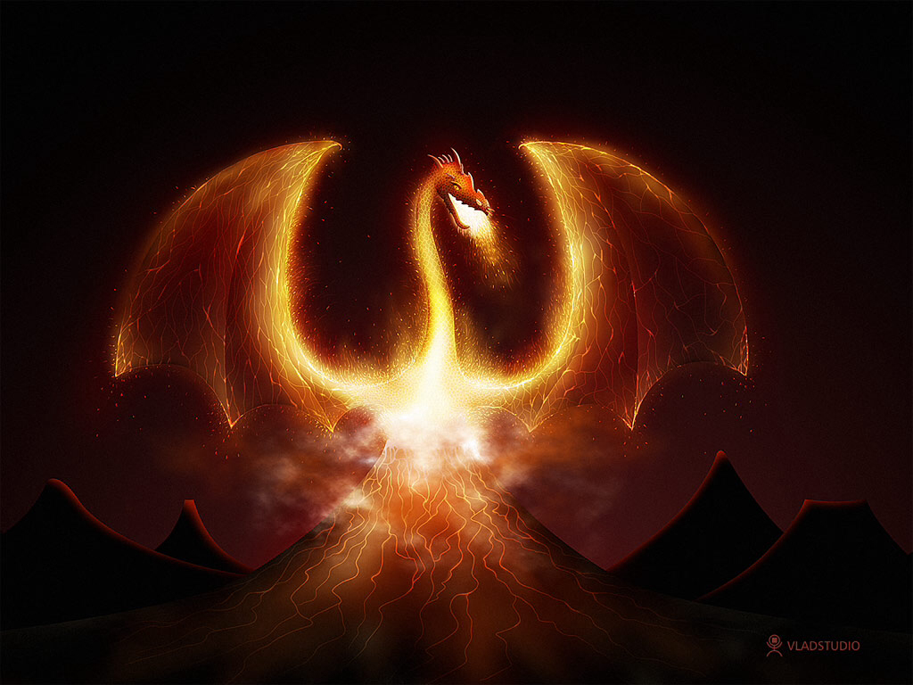 Dragon In Volcano Wallpaper Cool And Background Pinte