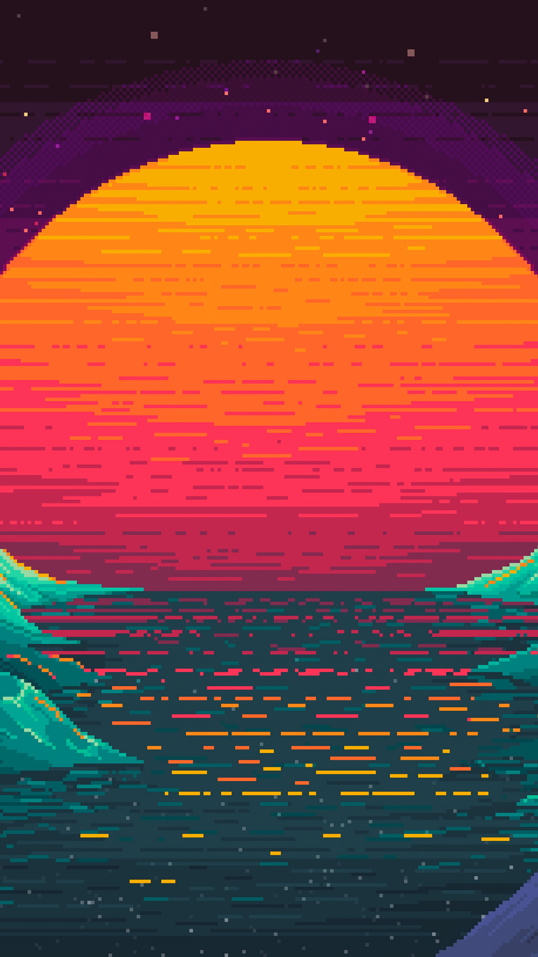 Pixel Art Landscape Sunset Wallpaper Nature Image