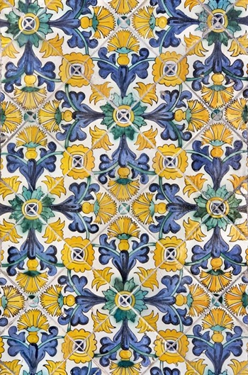 Yellow Flower Pattern Tile Wallpaper Mosaic