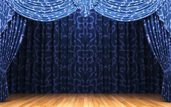 Designer Blue Curtain And Stage High Definition Picture Material
