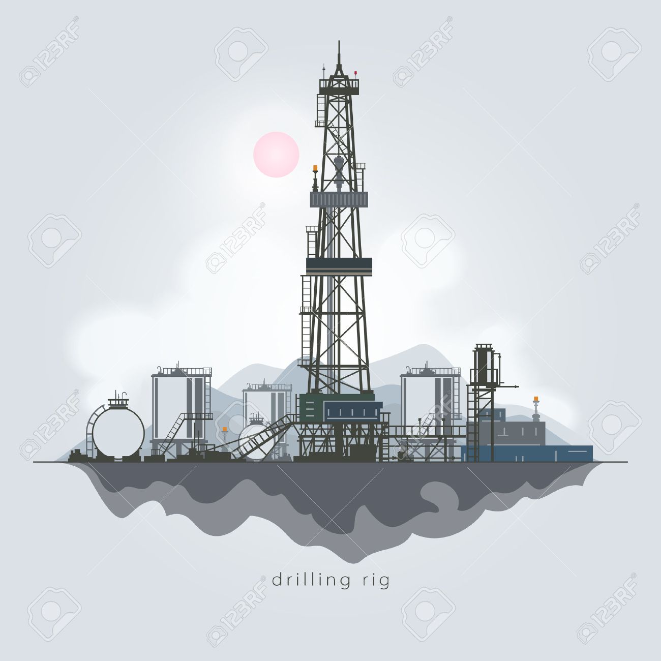 Drilling Rig In The Background Of Mountains Oil Rig Oil Well