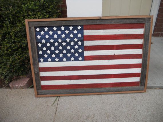 Large Rustic Wood American Flag Distressed By Lonestarwood On