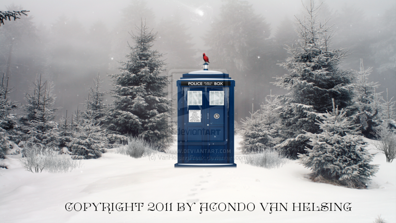 Doctor Who Tardis Winter Wallpaper By Monochromereflection On