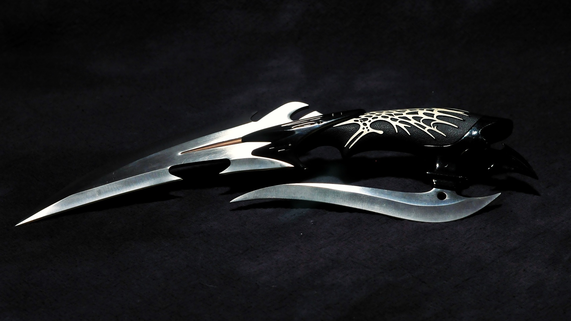 Double Blade Knives Black Close Up Knife Military