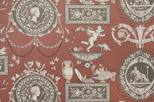 Roman Toile Wallpaper Pictorial With Cameos Together