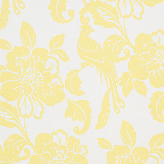White Yellow Modern Floral Spring Garden Wallpaper Contemporary