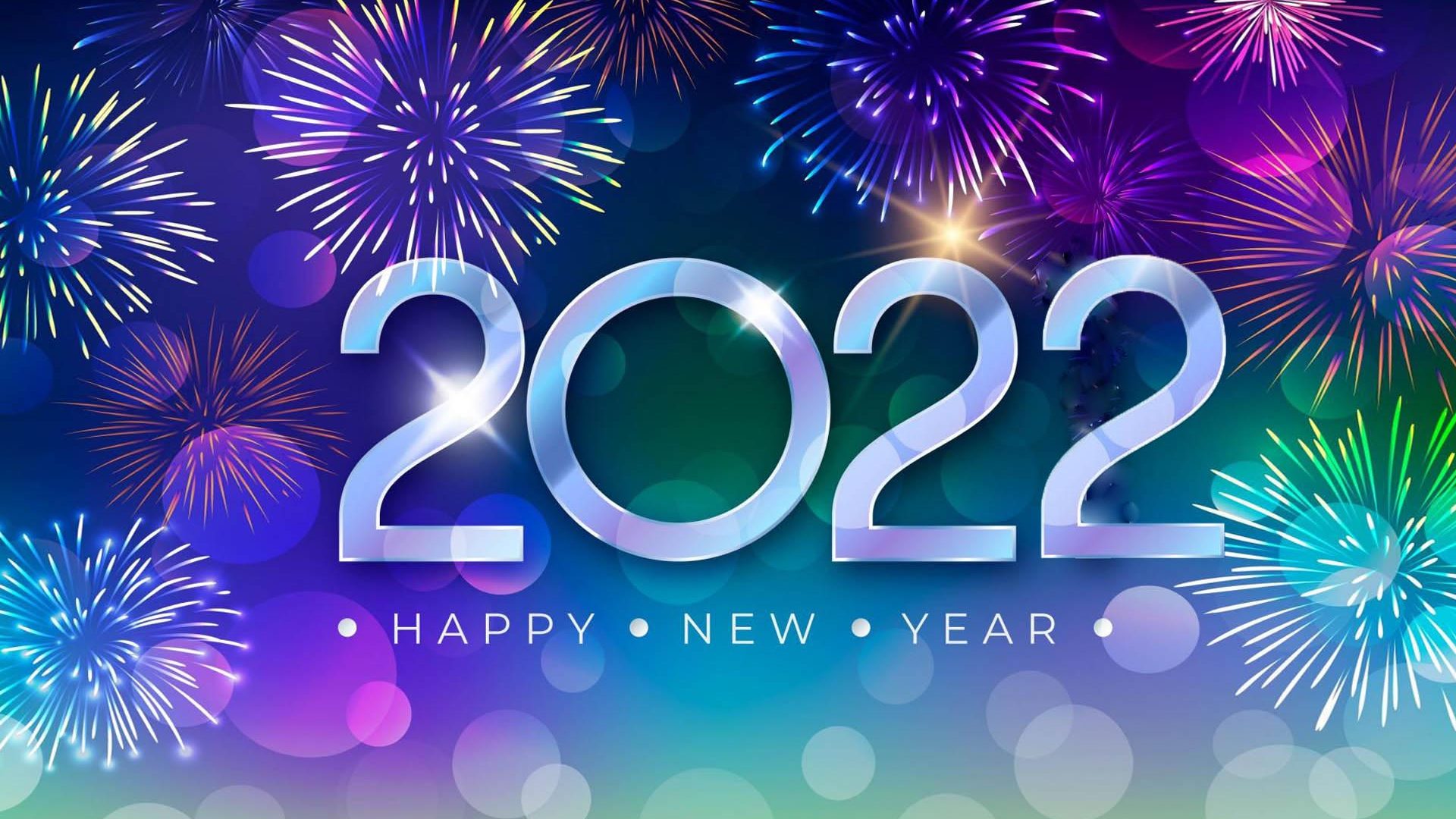 Happy New Year 2022 Blue Hd Wallpaper For Laptop And Tablet 1920x1080