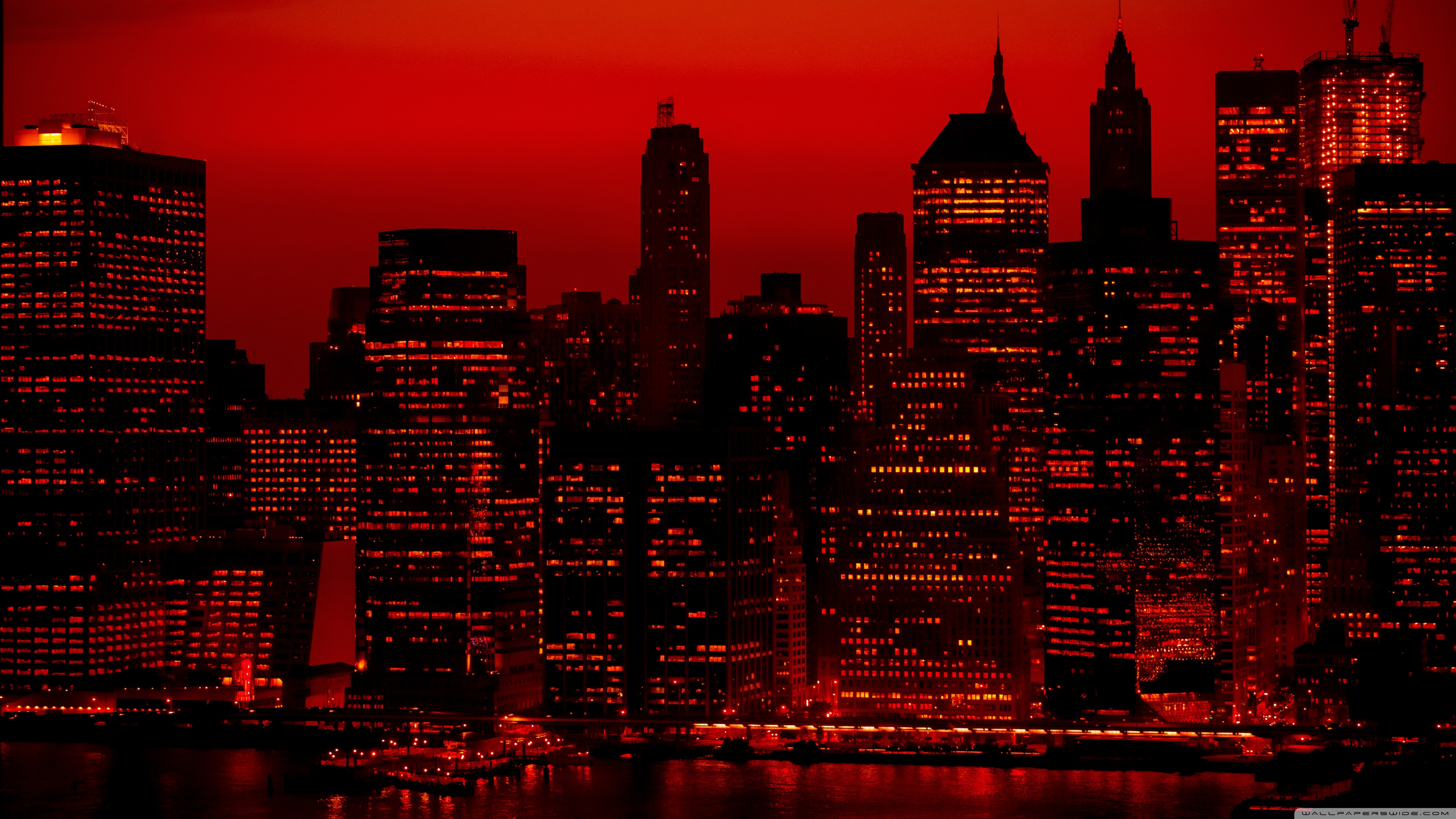 Red Sky At Night New York City Ultra HD Desktop Background