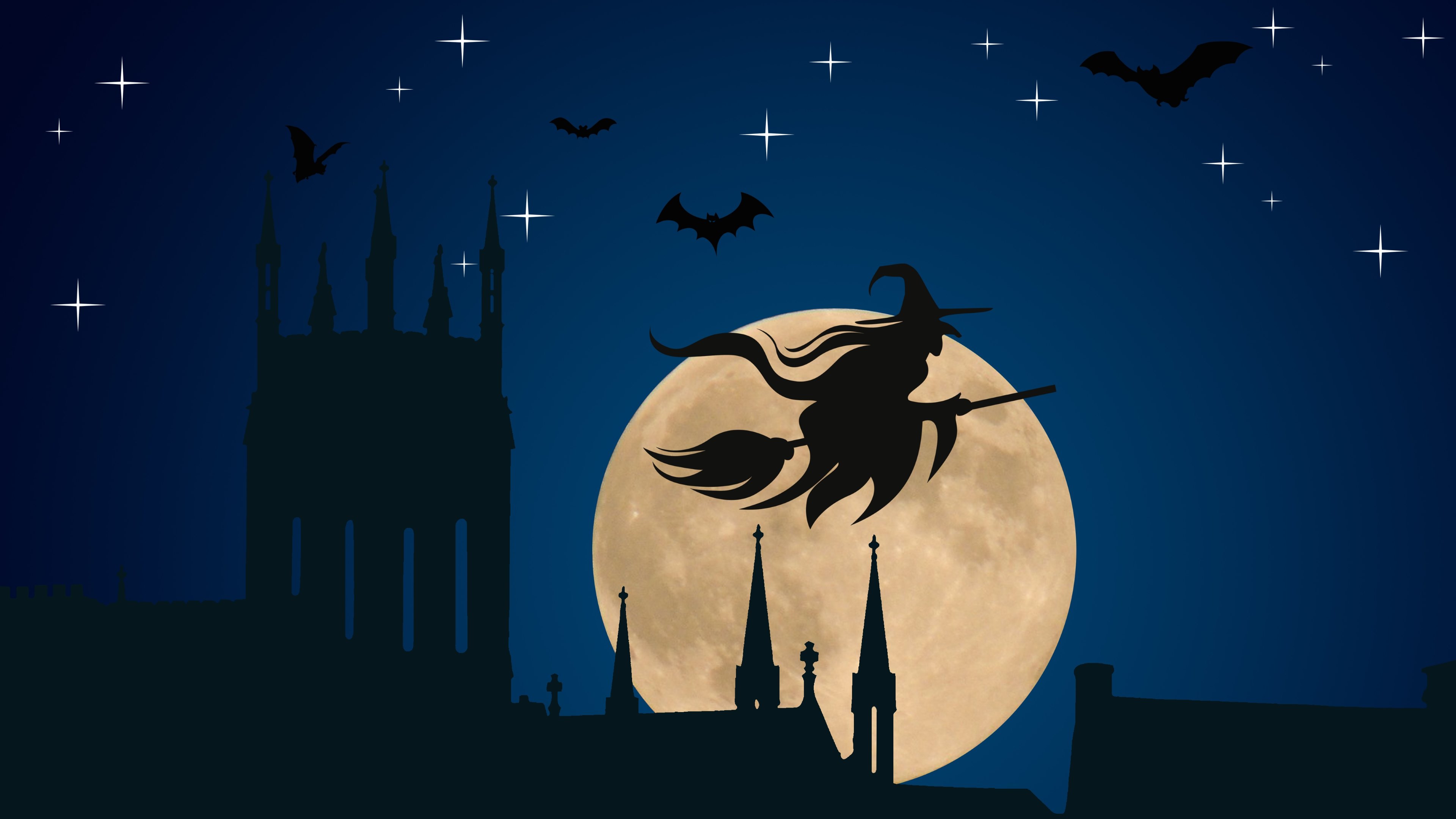 4k Papers Witch Flying On Broomstick Wallpaper