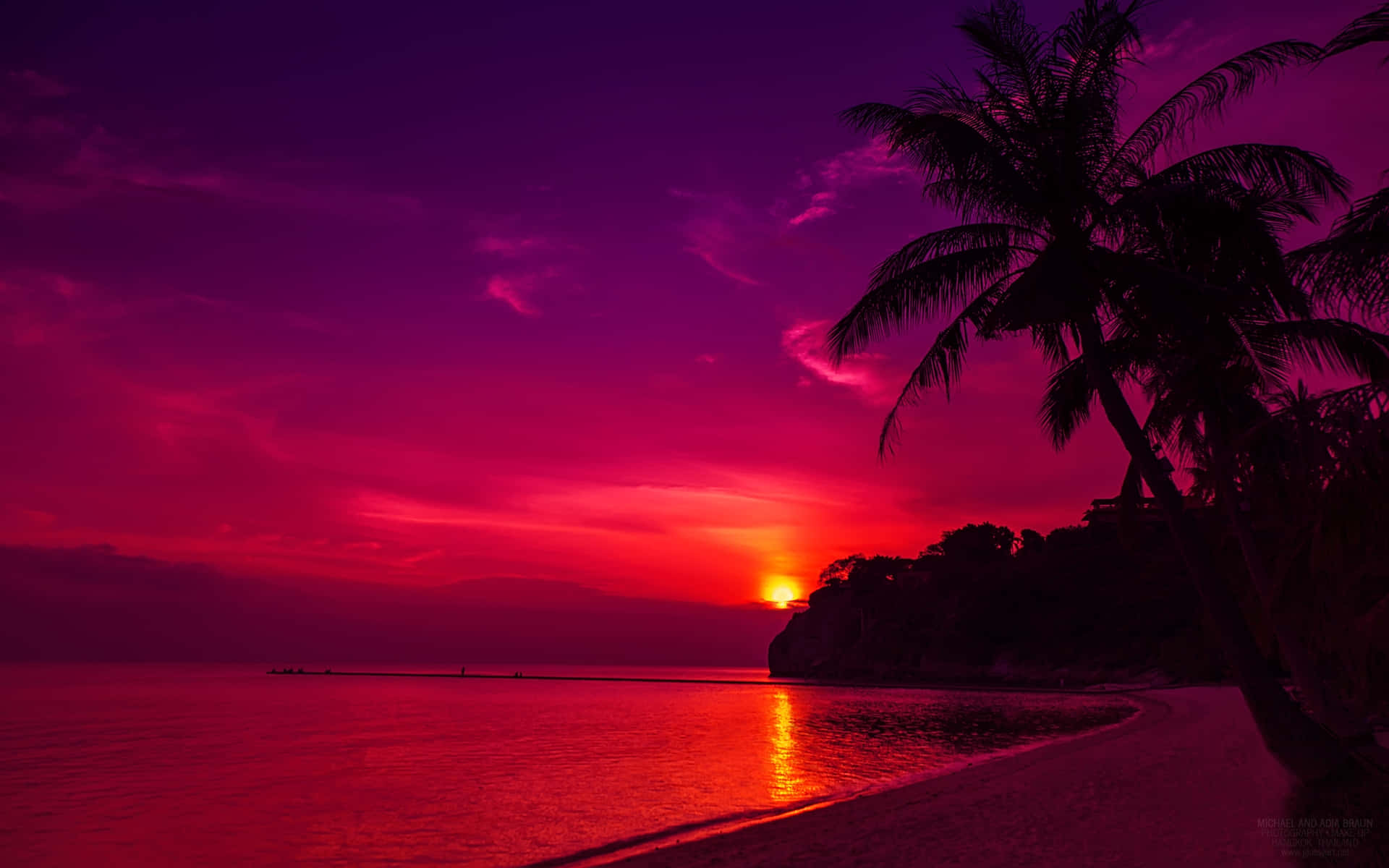 Pink Beach Sunset Wallpaper