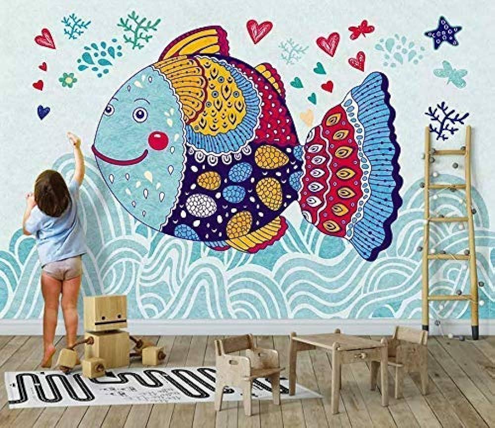 Amazon Murwall Kids Wallpaper Cartoon Fish Wall Mural