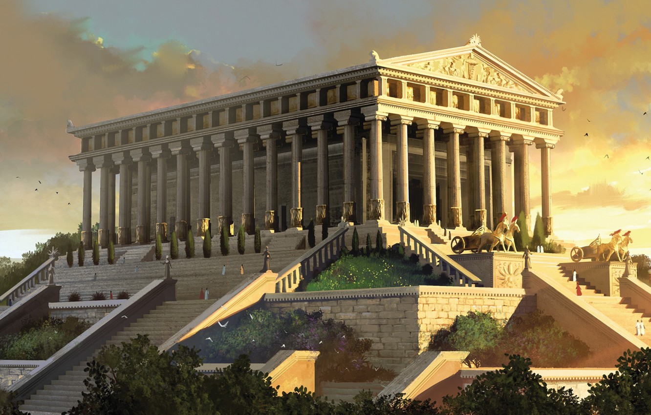 Wallpaper Art Painting Ancient Temple Of Artemis Image For