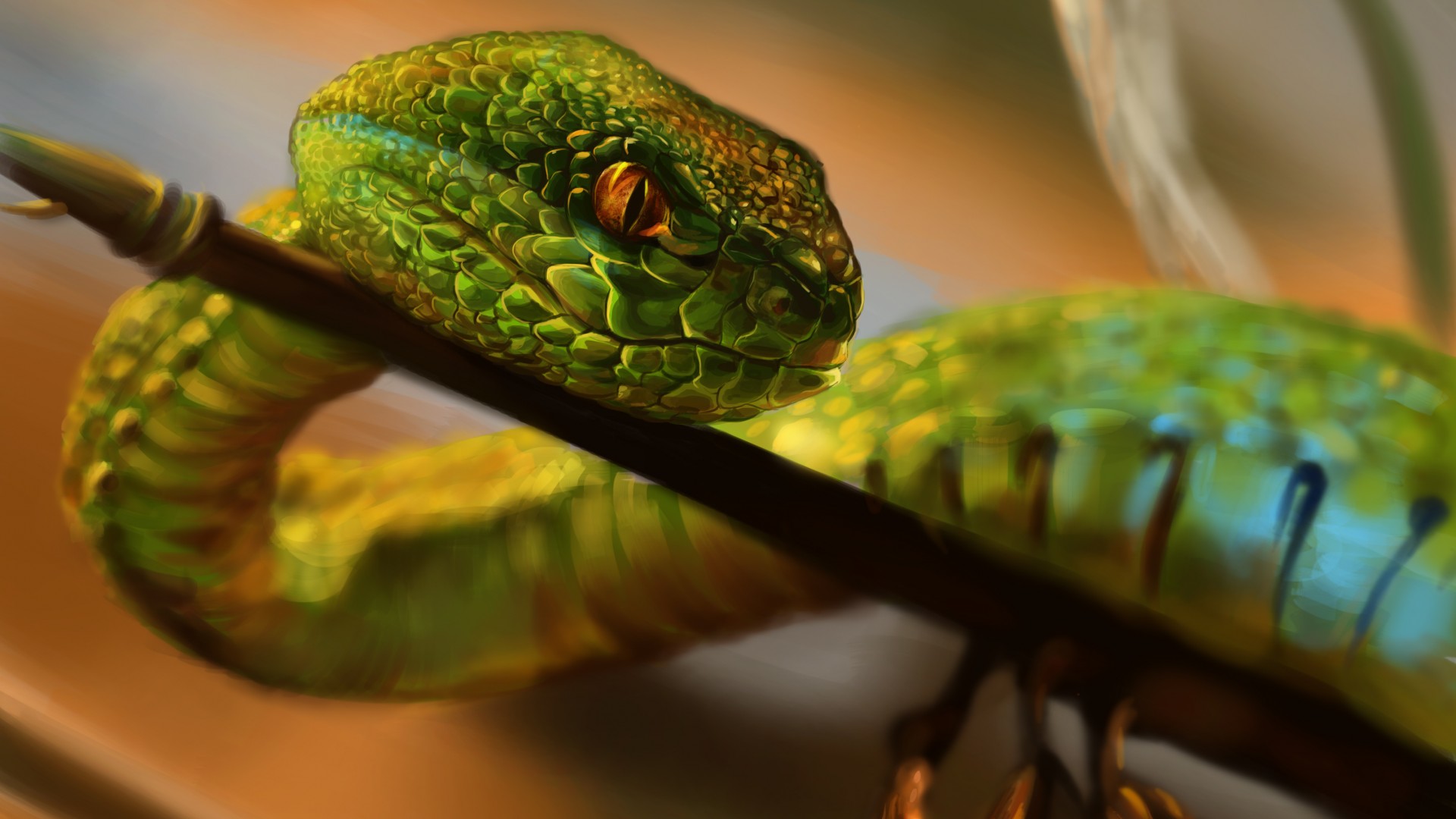 Snake Wallpaper Art Green Reptile Eyes