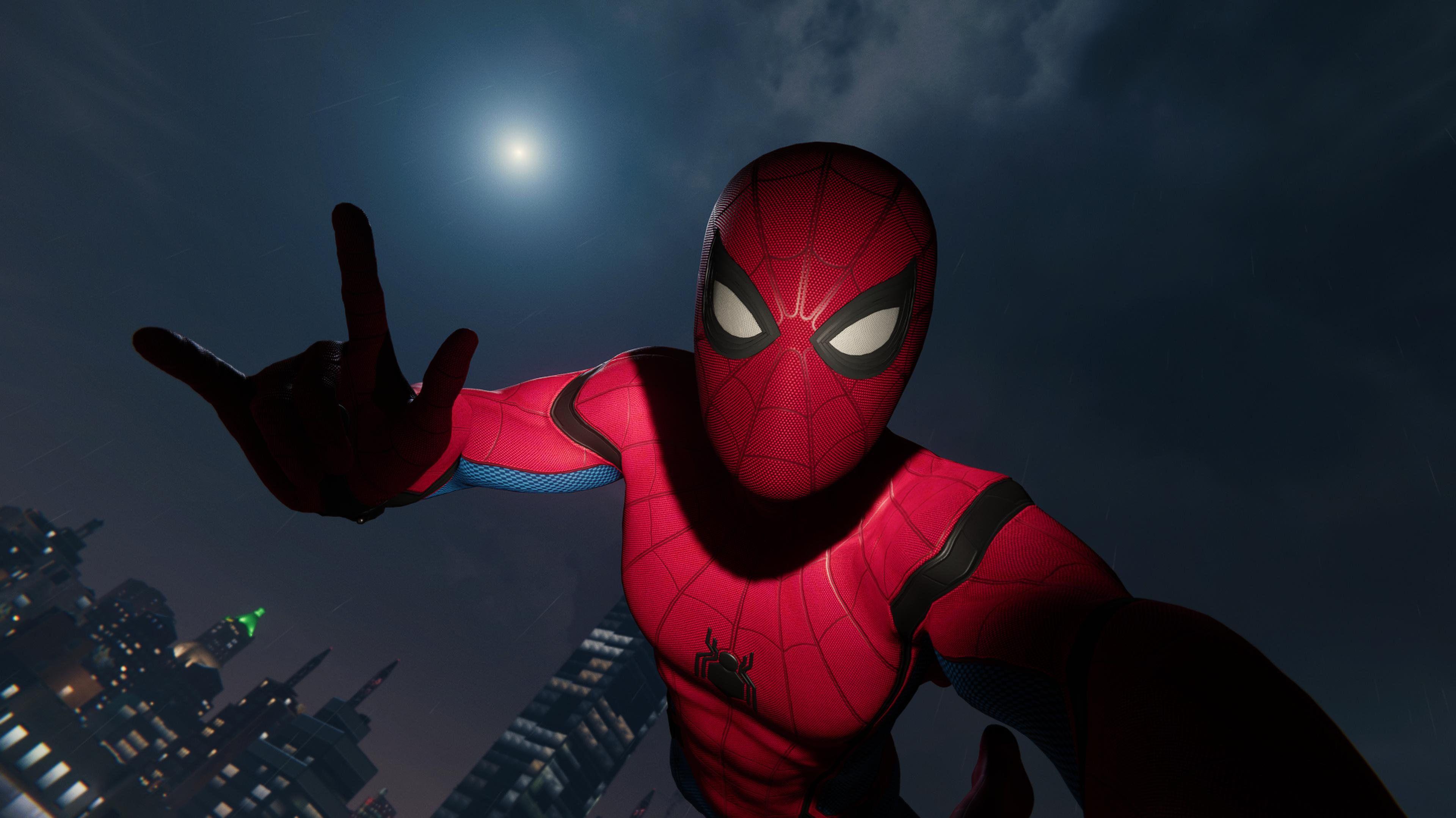 Spiderman Taking Selfie With Moon Superheroes Wallpaper