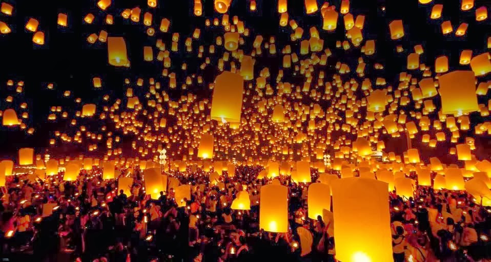 Lanterns released into Sky during a FestivalChiang Mai Province
