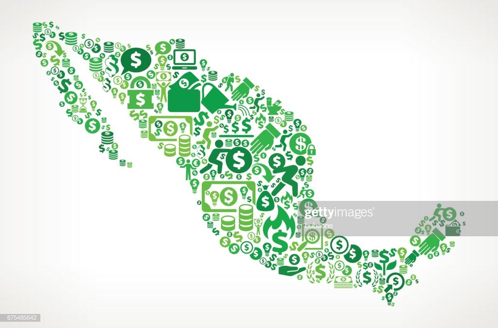 Mexica Money And Finance Green Vector Icon Background Stock