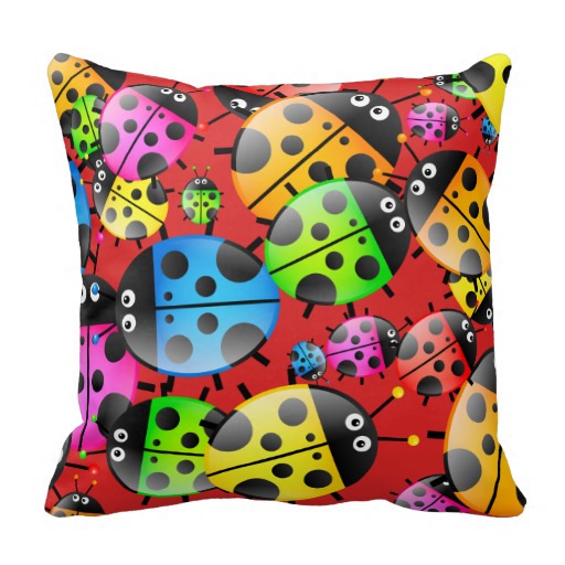 Colourful Cute Cartoon Ladybug Wallpaper Pillow