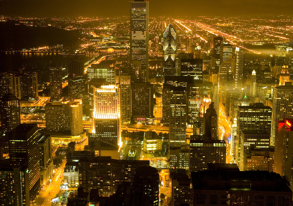 Wallpaper Chicago Night Magnificent Skyline
