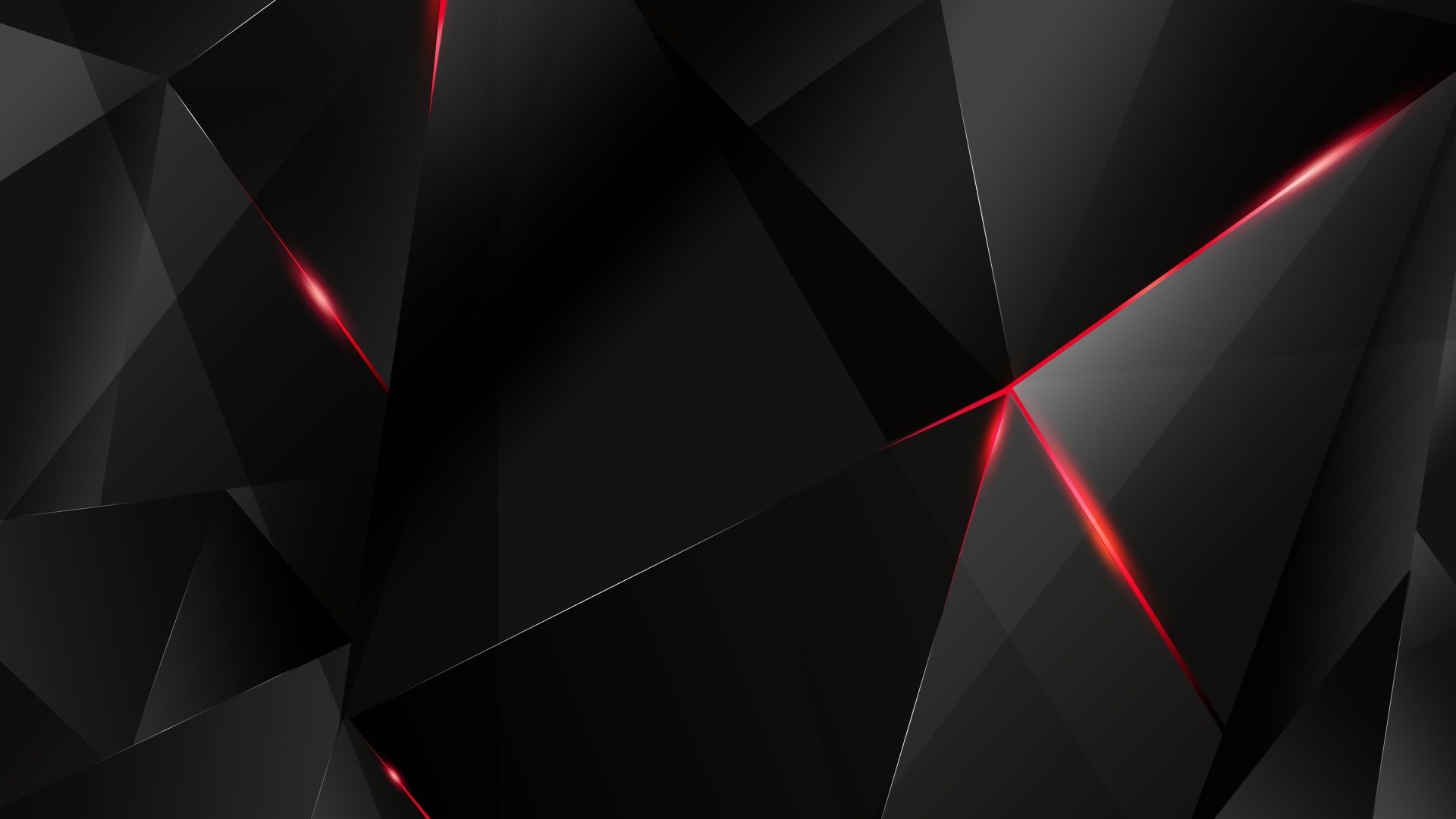 Black Polygon With Red Edges Abstract Hd Wallpaper