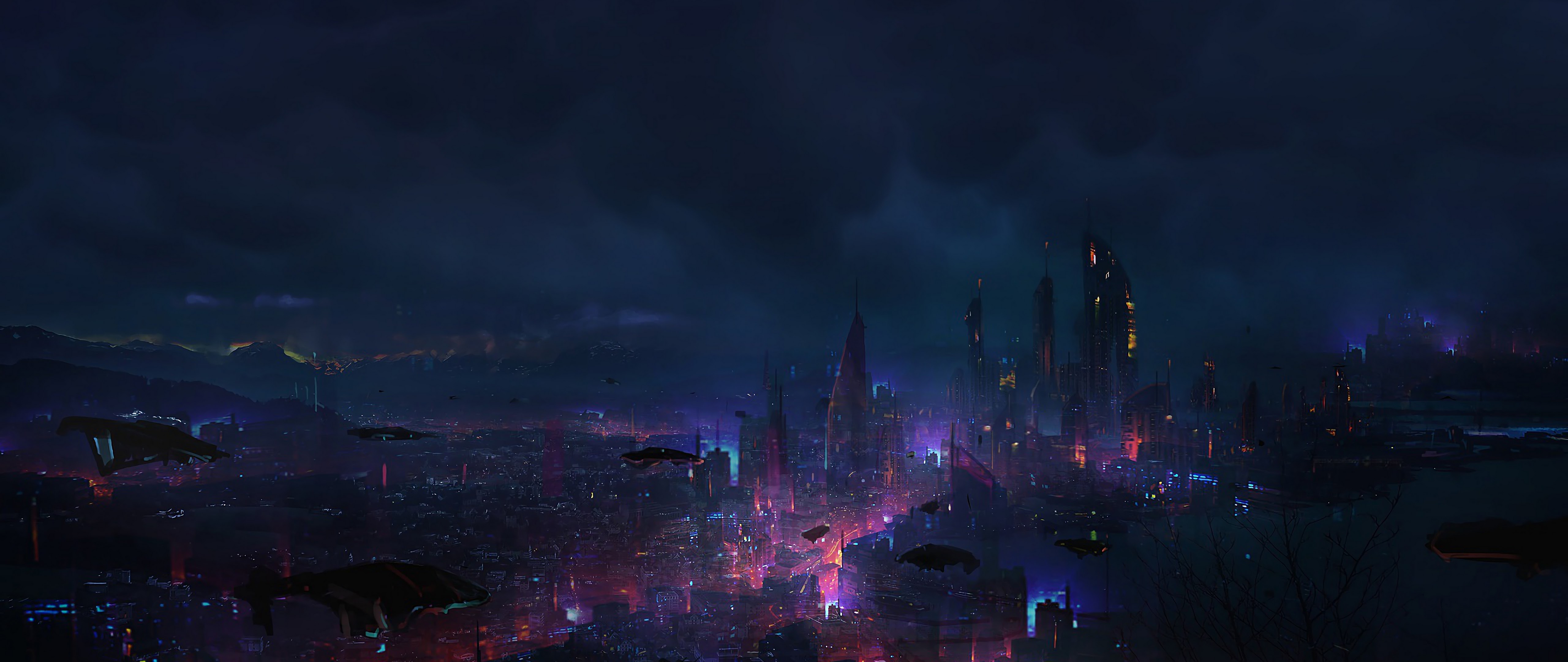 Free download Cyberpunk City Night Scenery Sci Fi 4K - Cyberpunk City: \