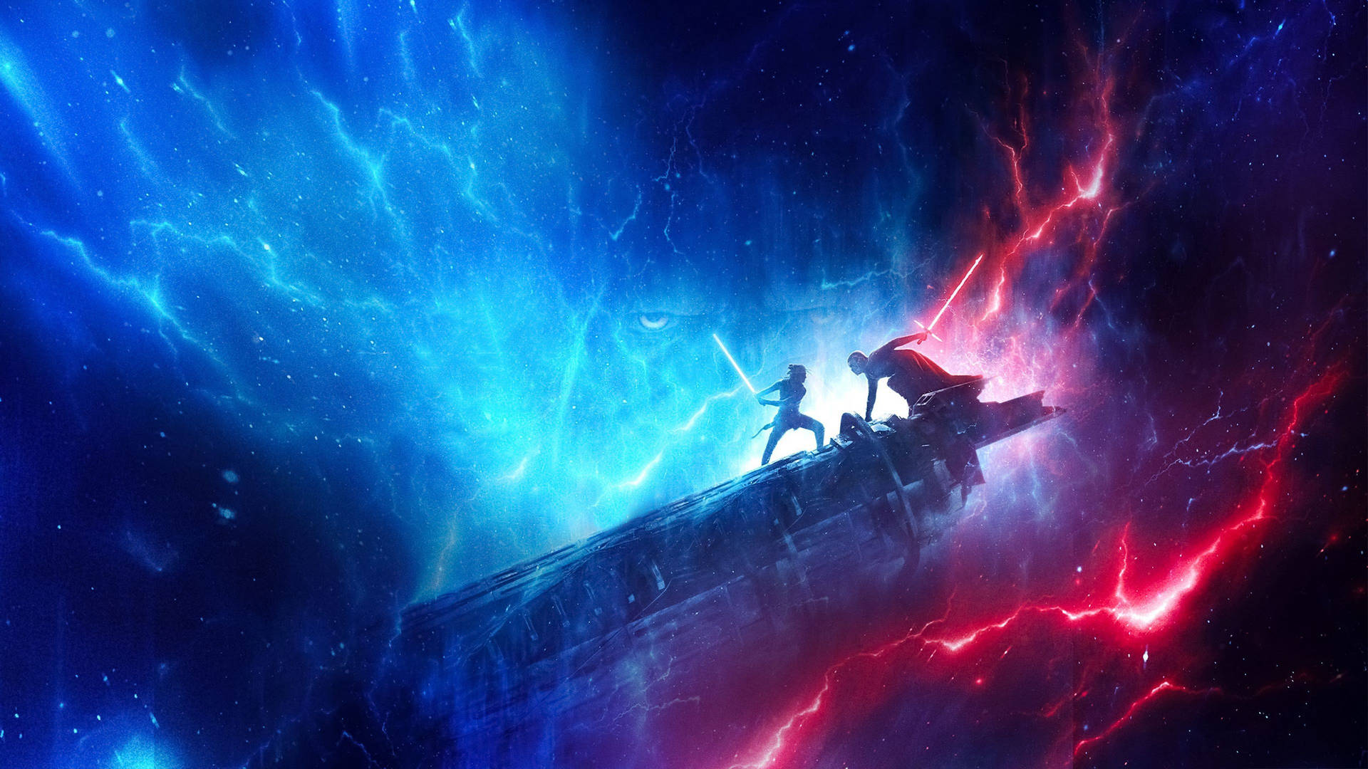 Tv 4k Star Wars Rey Kylo Ren Blue And Red 9g7ffd1fk17vbysa Wallpaper