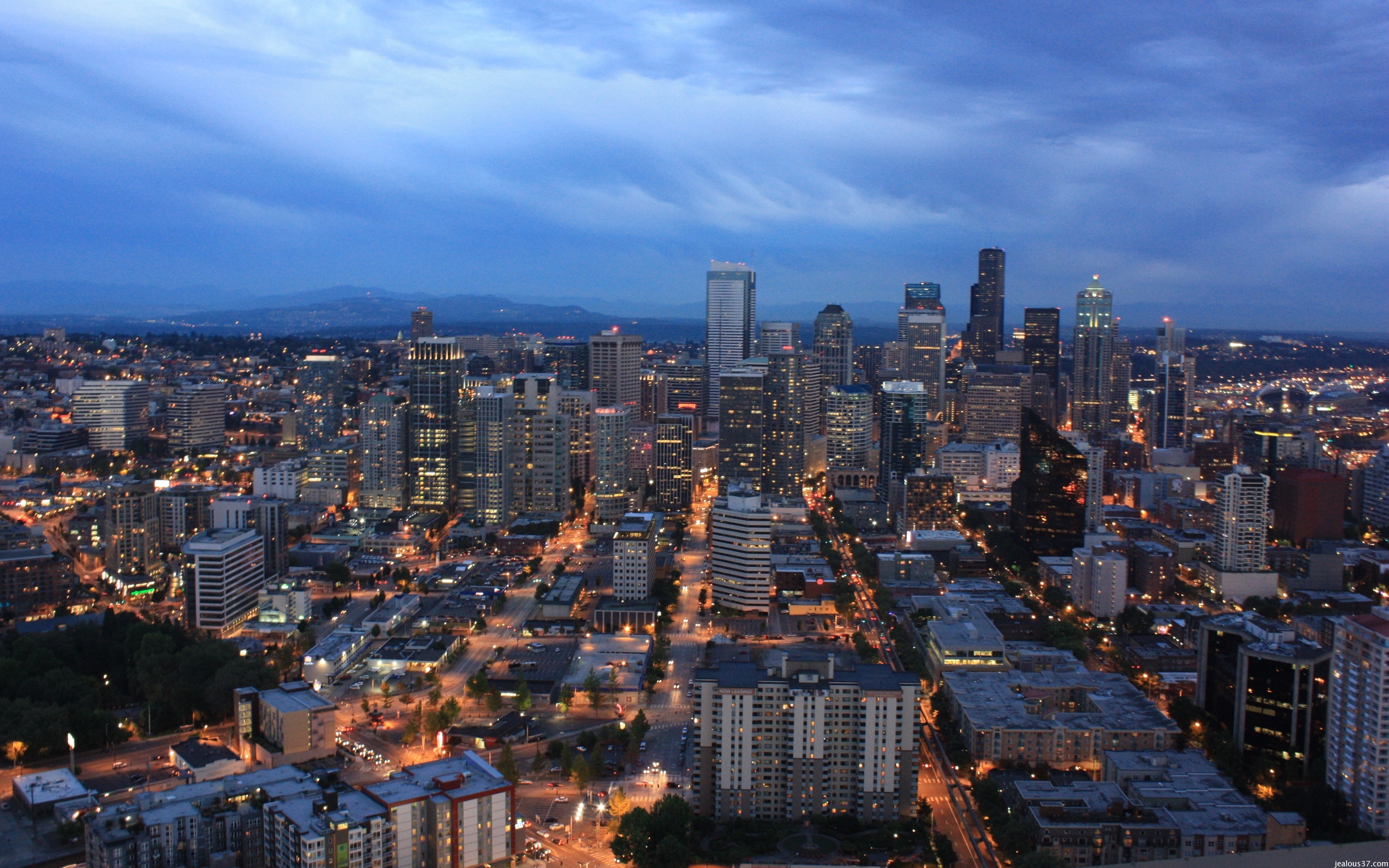 The Seattle skyline from the top of the Space Needle