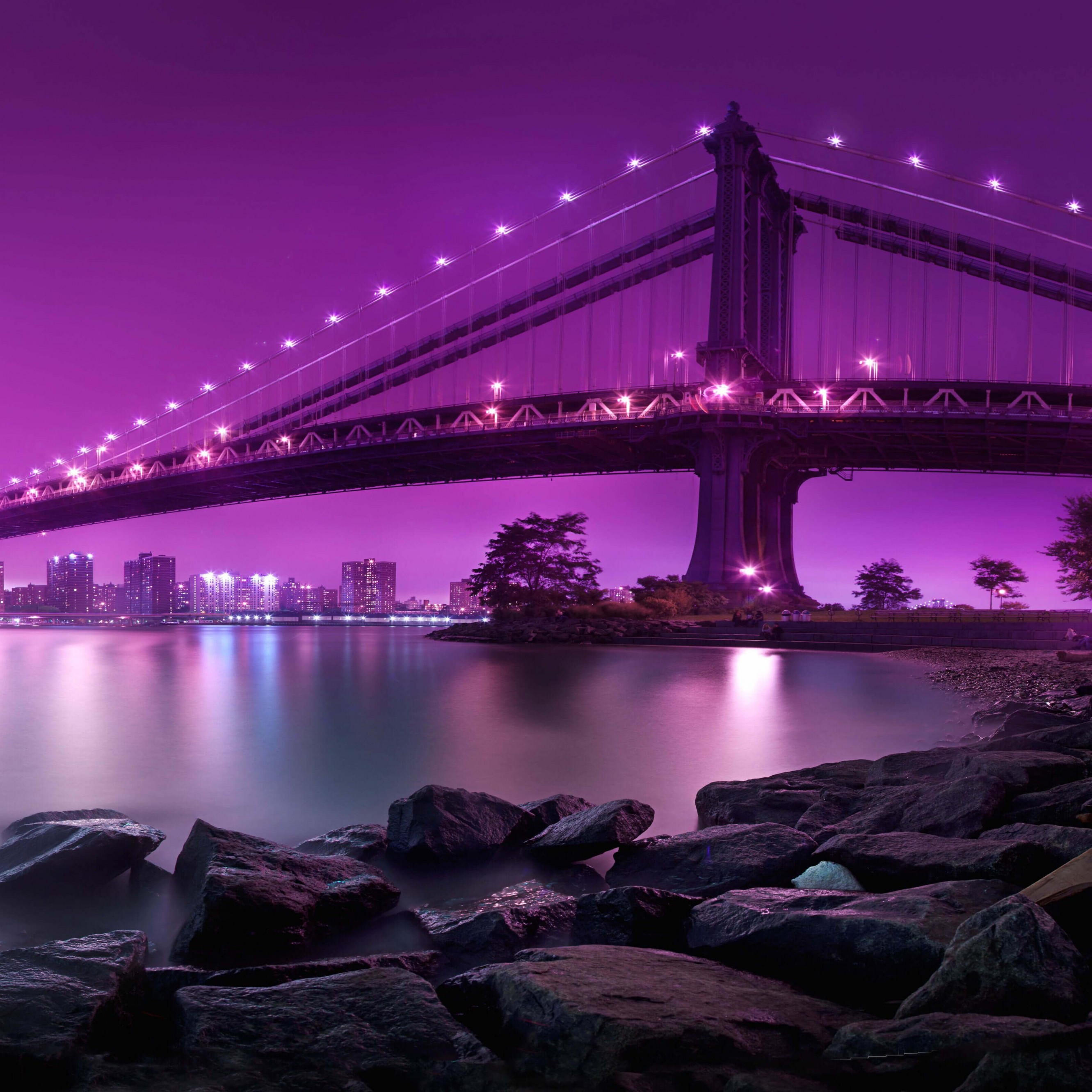 Brooklyn Bridge By Night Hd Wallpaper For Iphone Plus